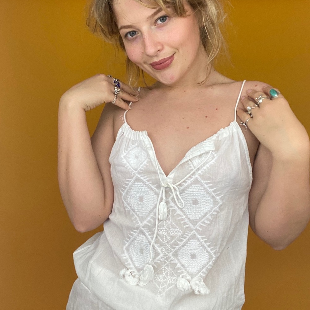Boho Pilyq mini dress in white